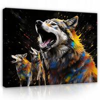 LEINWAND BILDER Abstrakt Wolf 120x80 - Multicolor, Holzwerkstoff (120/80cm) - Wallarena
