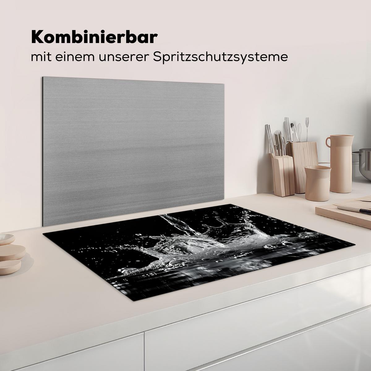 HERDABDECKPLATTE Wasser - Spritzwasser - Schwarz Ceranfeldabdeckung 80x52 cm - Schwarz, Kunststoff (80/52/0.2cm) - MuchoWow