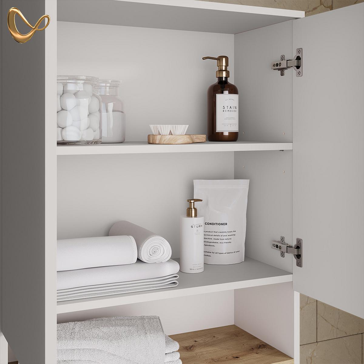 WASCHMASCHINENSCHRANK Paolina Weiß/Artisan 68 x 88.2 cm 2 Teile mit Regal - Weiß/Eiche Artisan, Holzwerkstoff (68/88.2/60cm) - Livinity®