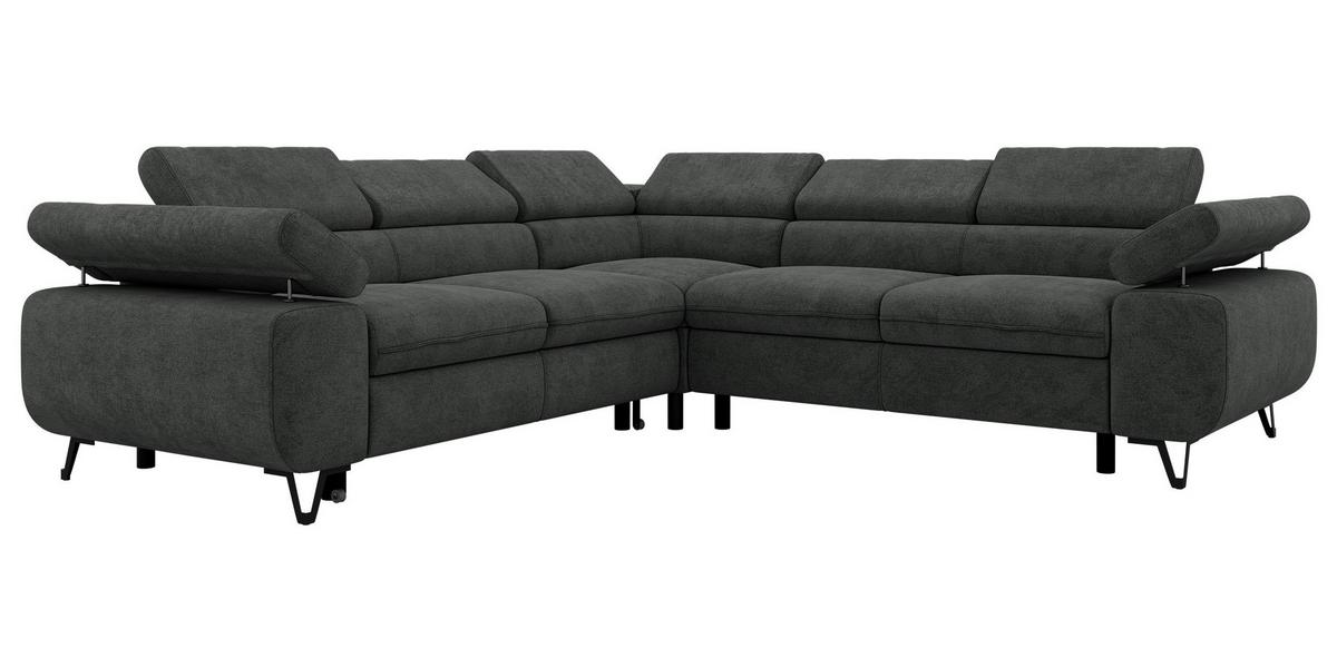 ECKSOFA QUADRO L - Dunkelgrau Stukture - Rechts Seite - Dunkelgrau/Schwarz, Textil/Metall (269/269cm) - MKS