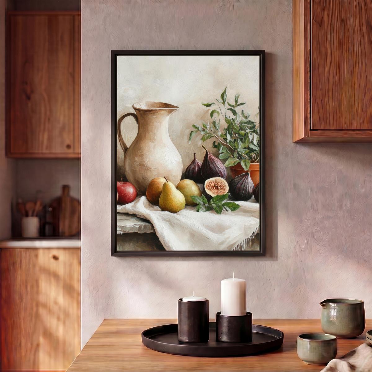 LEINWAND Bilder mit Rahmen - Obst - Kräuter - Ländlich - 30x40 - Naturfarben, Textil (30/40cm) - MuchoWow