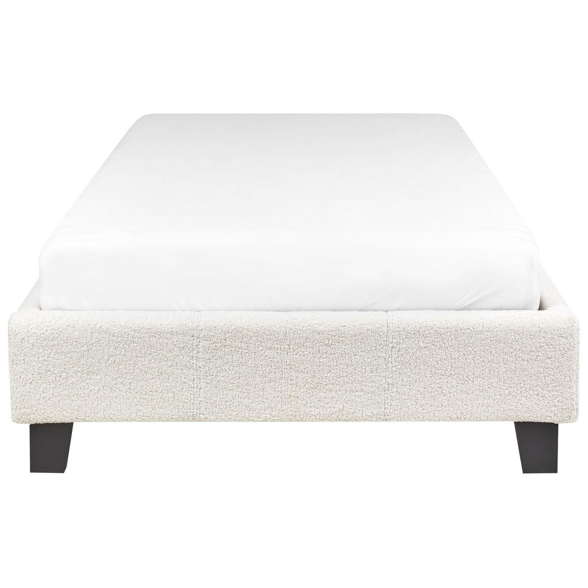 POLSTERBETT Beige-Dunkler Holzfarbton 90-200 cm Roanne - Beige/Dunkelbraun, Textil (90/200cm) - Beliani