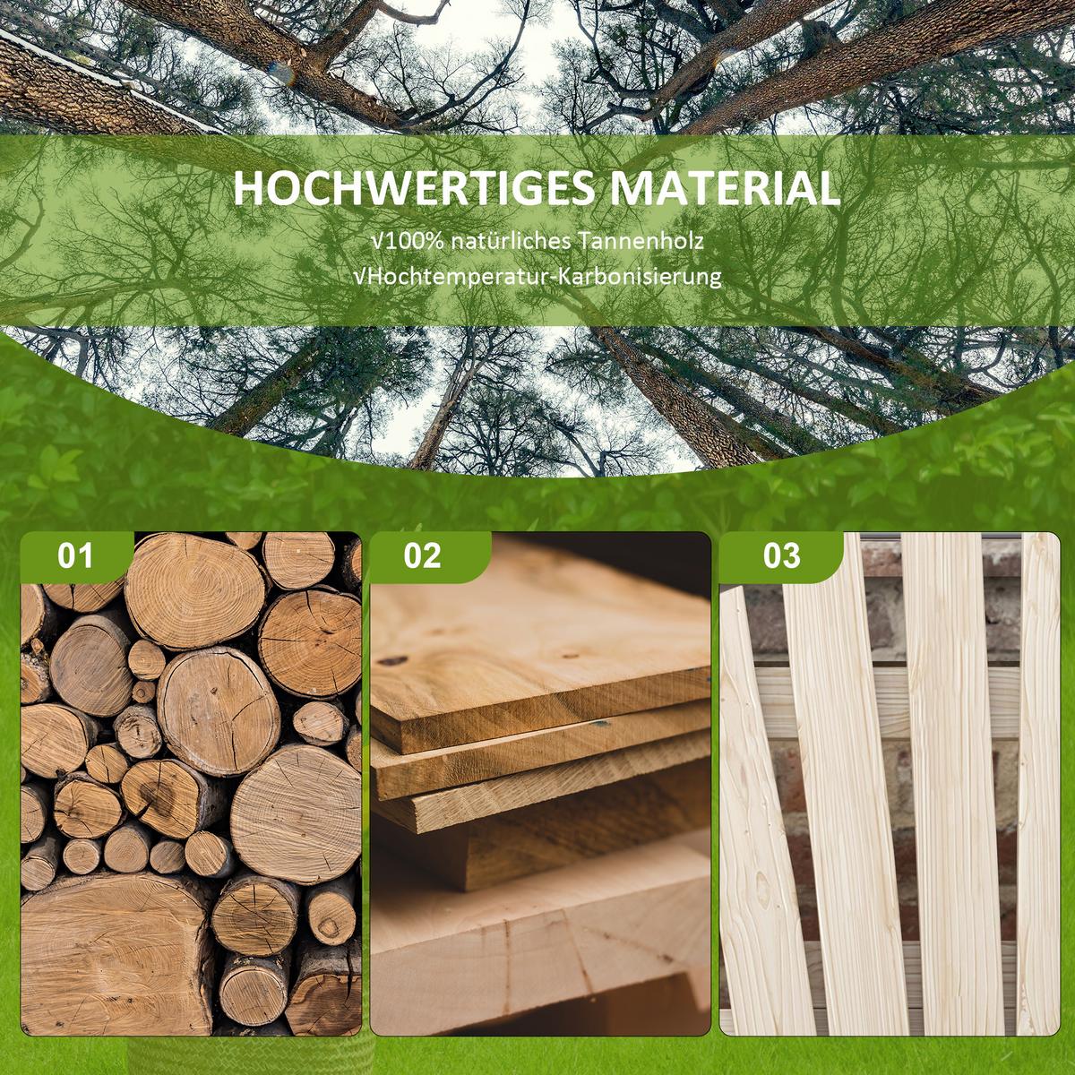 GARTENBANK mit Armlehne Sitzbank Gartenmöbel Massivholz Naturholz - Fichtefarben, Holz (66/95/108cm) - Outsunny