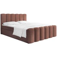 BOXBETT Serenity mit Bettkasten, Terrakotta Chenille 120x200 cm – inkl. H4 Taschenfederkern Matratze & Foam Topper - Terracotta/Schwarz, Holz/Holzwerkstoff (120/200cm) - WFL GROUP