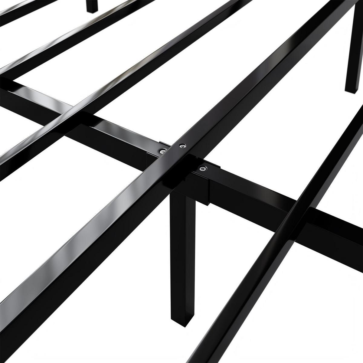 METALLBETT Palamos 140x200 cm mit LED und Matratze - Schwarz, Metall (140/200cm) - Juskys