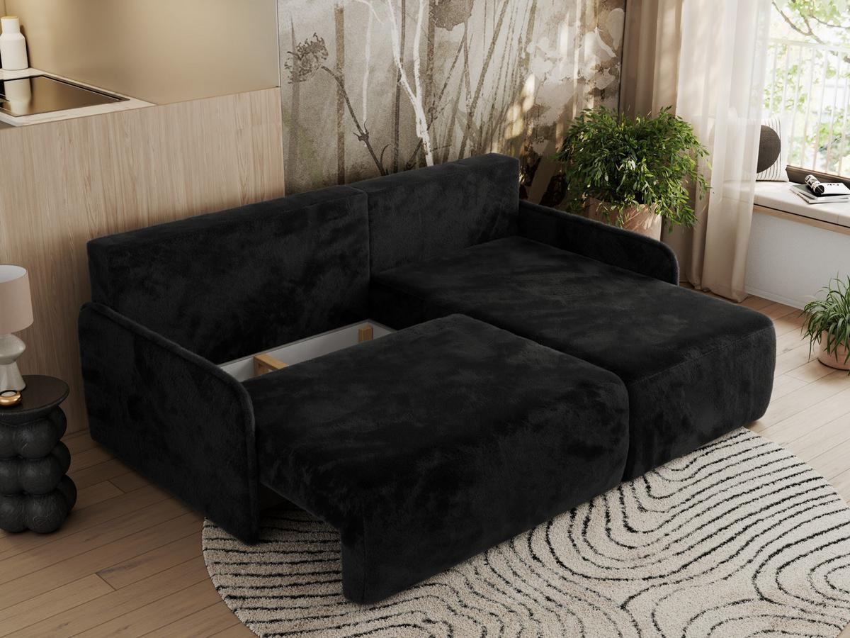 ECKSCHLAFSOFA ARPA L Schwarz Plüsch - rechts - Schwarz, Kunststoff/Textil (150/198cm) - MKS