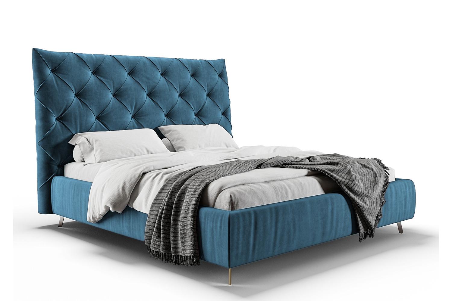 POLSTERBETT ANNY Petrol Velvet - Petrol, Textil (160/200cm) - KAWOLA