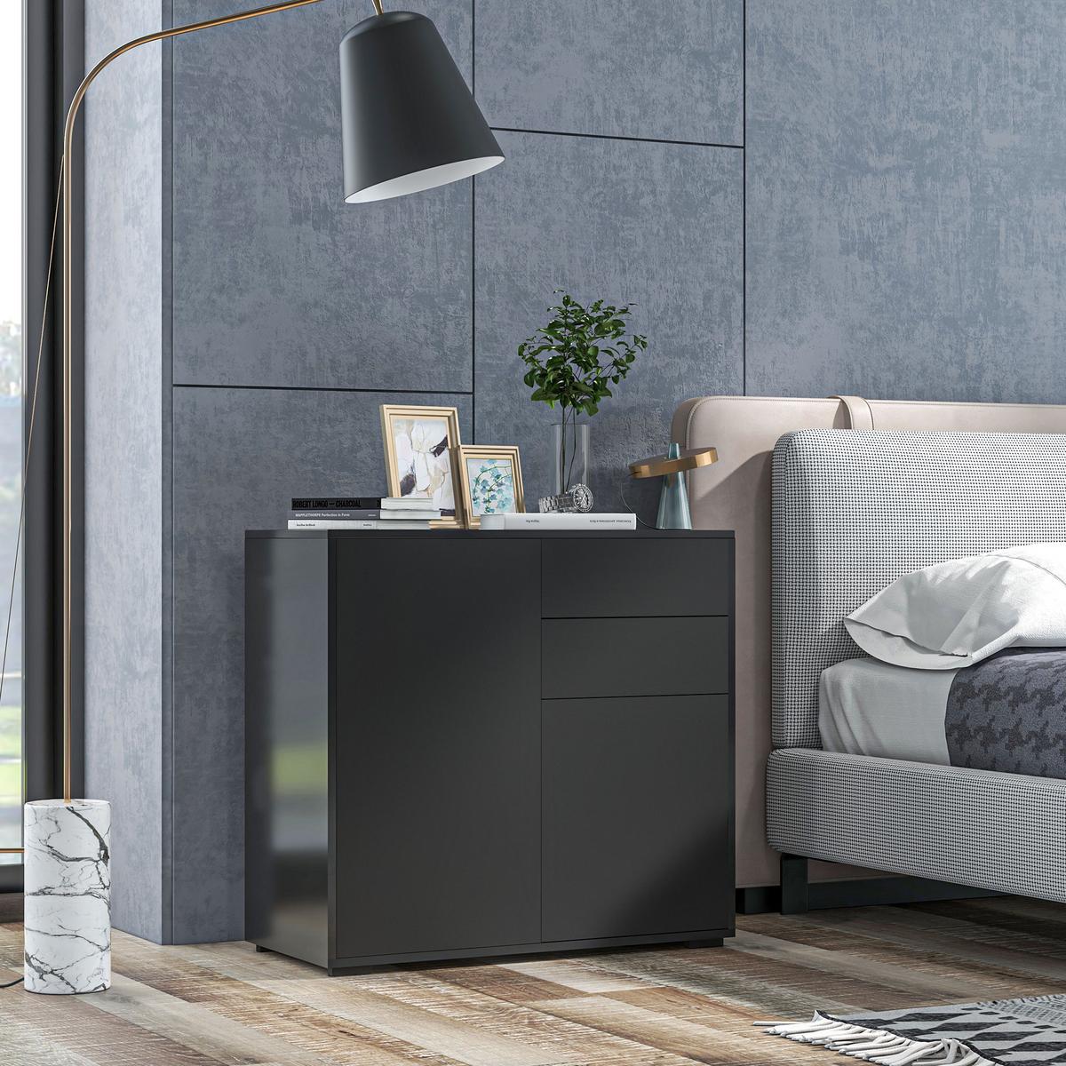 SIDEBOARD Schwarz, 79 x 36 x 74 cm - Schwarz, Holzwerkstoff (36/74/79cm) - HOMCOM