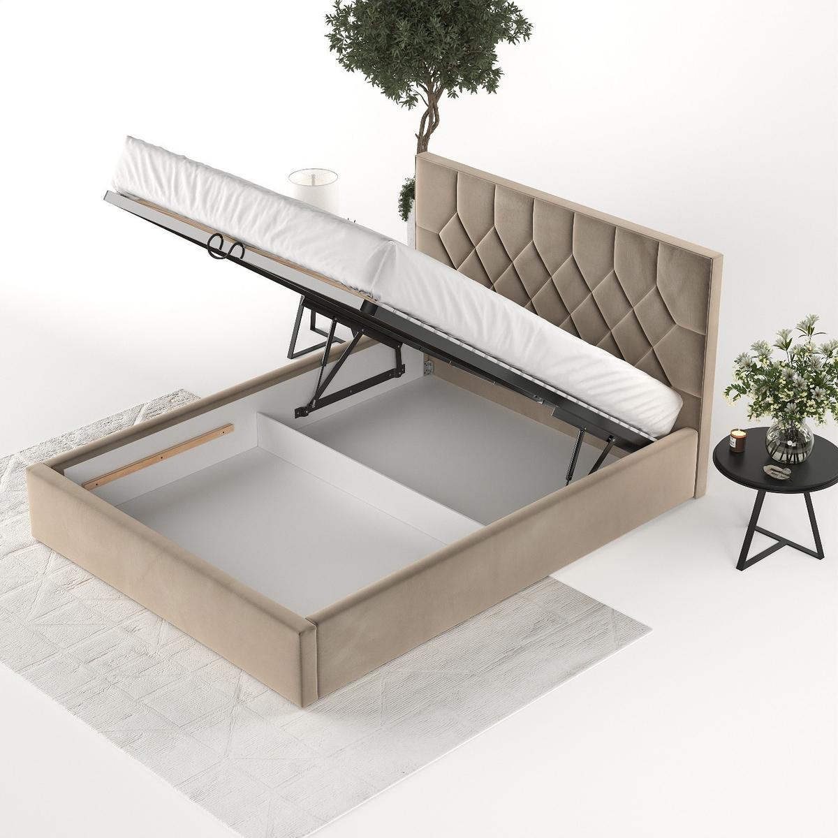 POLSTERBETT Brisa 180/200 cm Taupe im Paros Stoff - Taupe/Schwarz, Holz/Holzwerkstoff (180/200cm) - AltaBeds