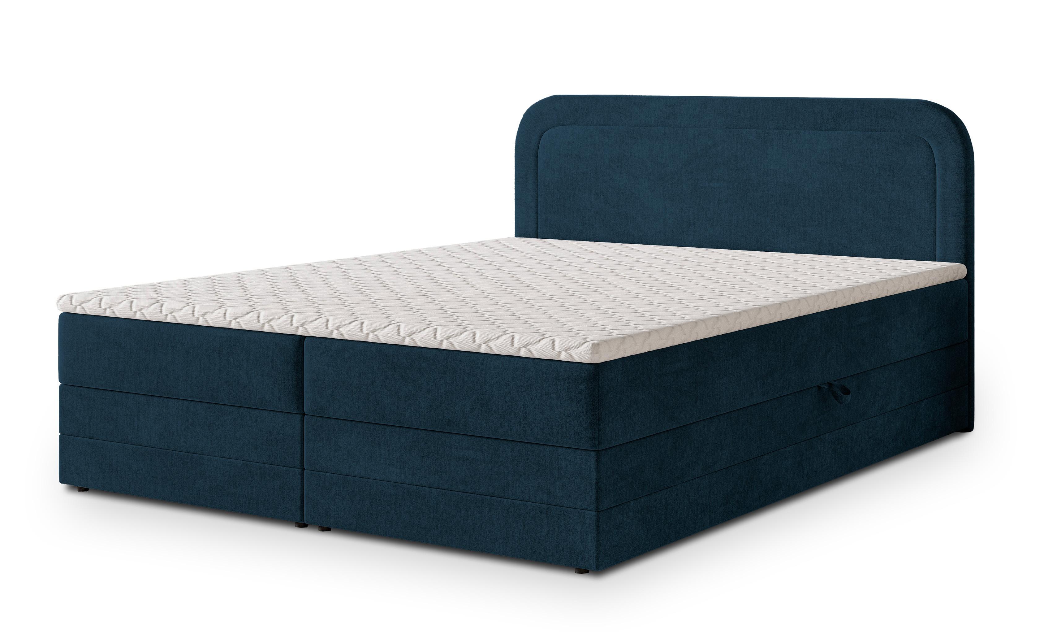 BOXBETT ARMEL 180x200 cm mit Matratze und Topper - Blau - Blau, Holz (180/200cm) - MASSENO