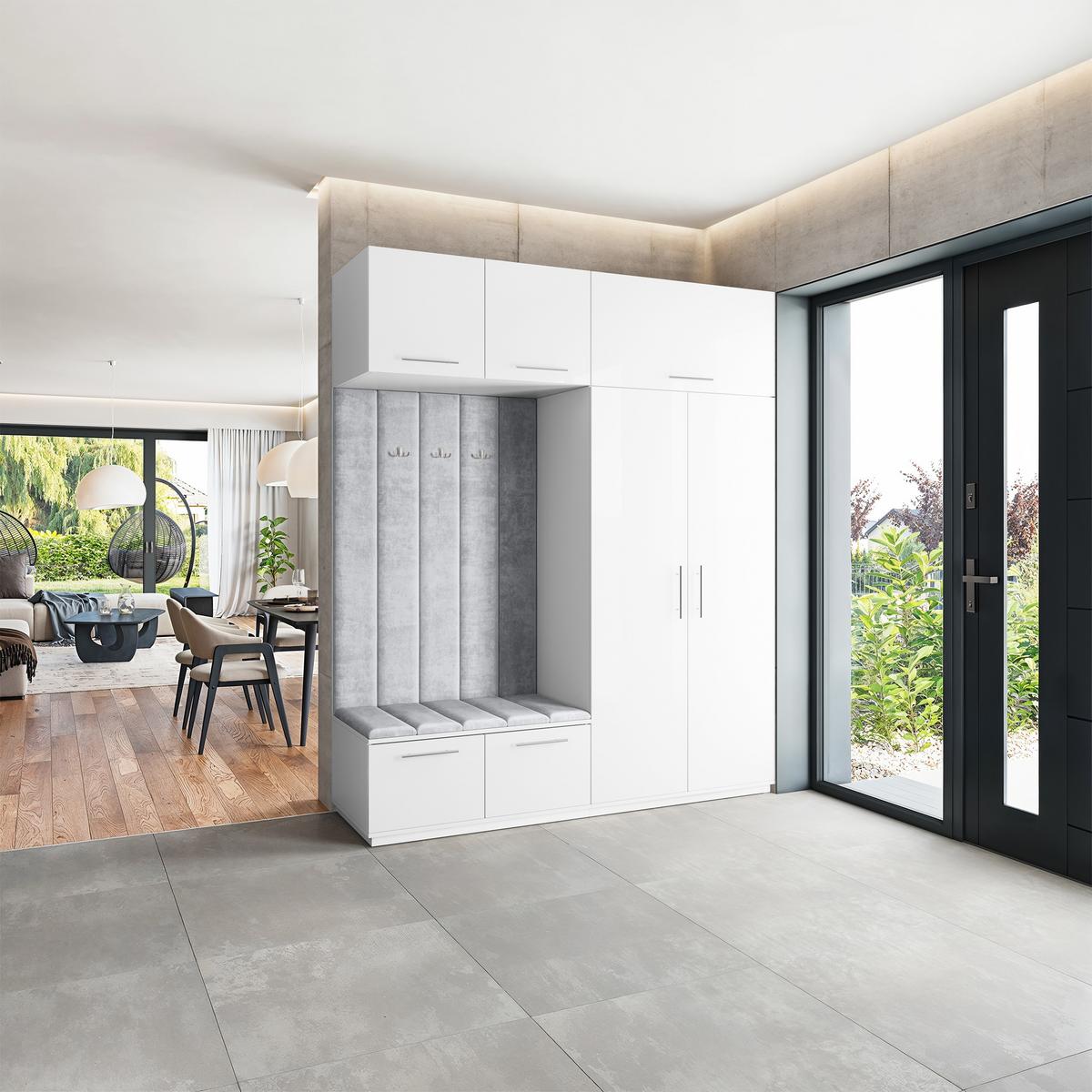 GARDEROBENSCHRANK REMA 200/240/60 cm Modern Weiß - Hellgrau/Weiß, Holzwerkstoff (200/240/60cm) - MASSENO