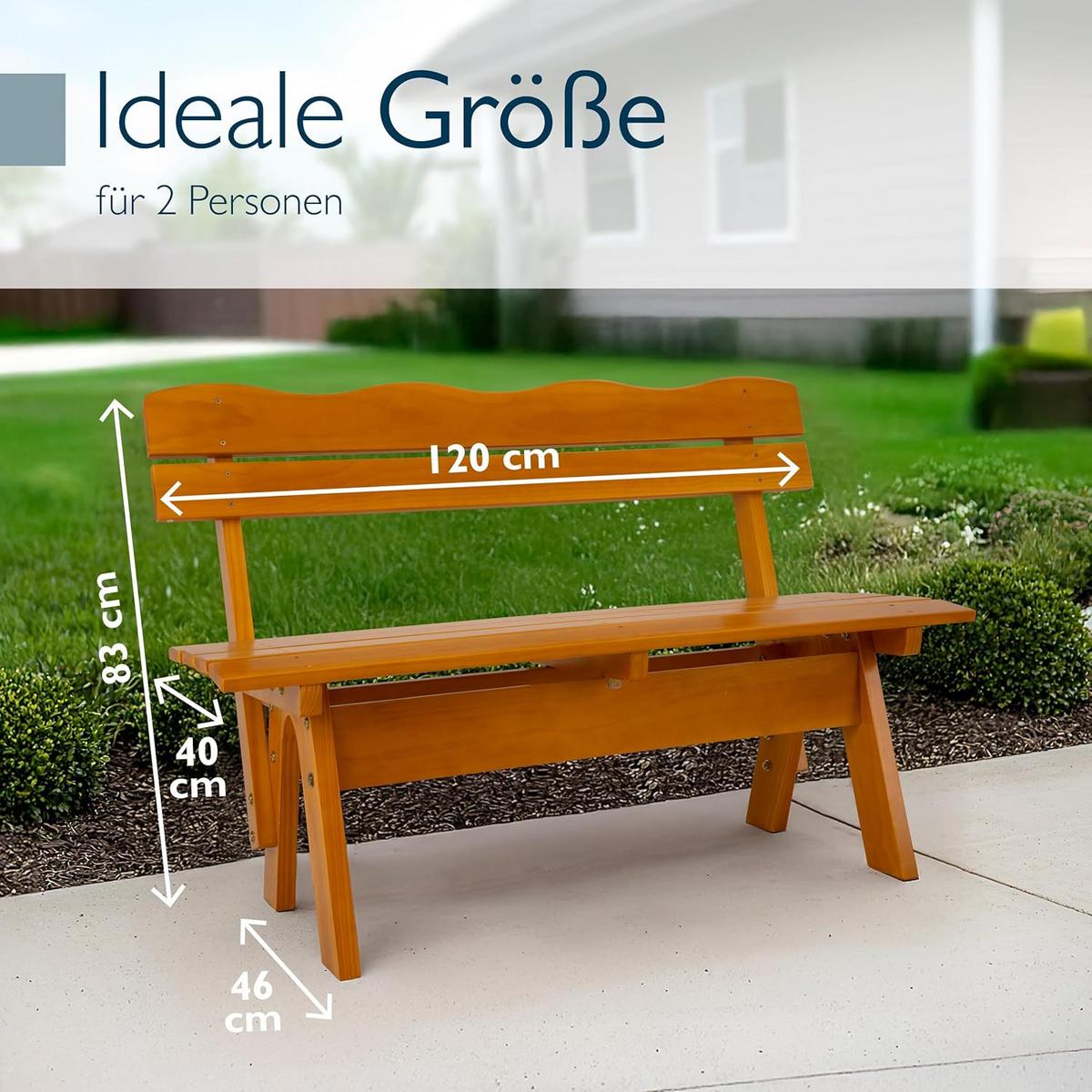 GARTENBANK Tromsö RD 120cm - Braun, Holz (42/60/120cm) - Beautissu 