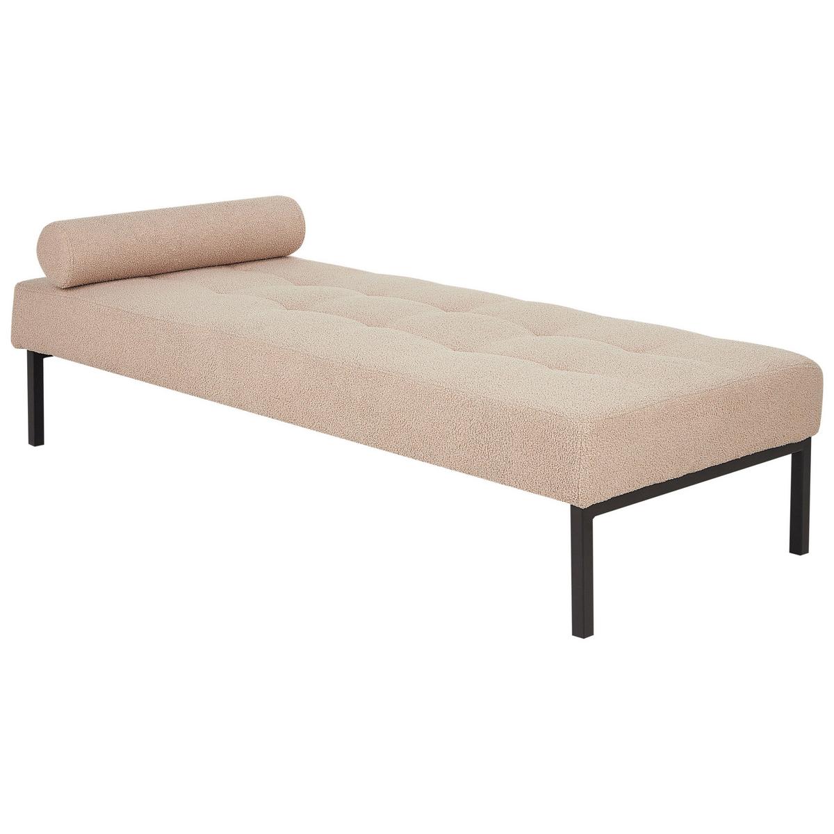 CHAISELONGUE Bouclé Beige Chinon - Beige/Schwarz, Textil (178/41/73cm) - Beliani