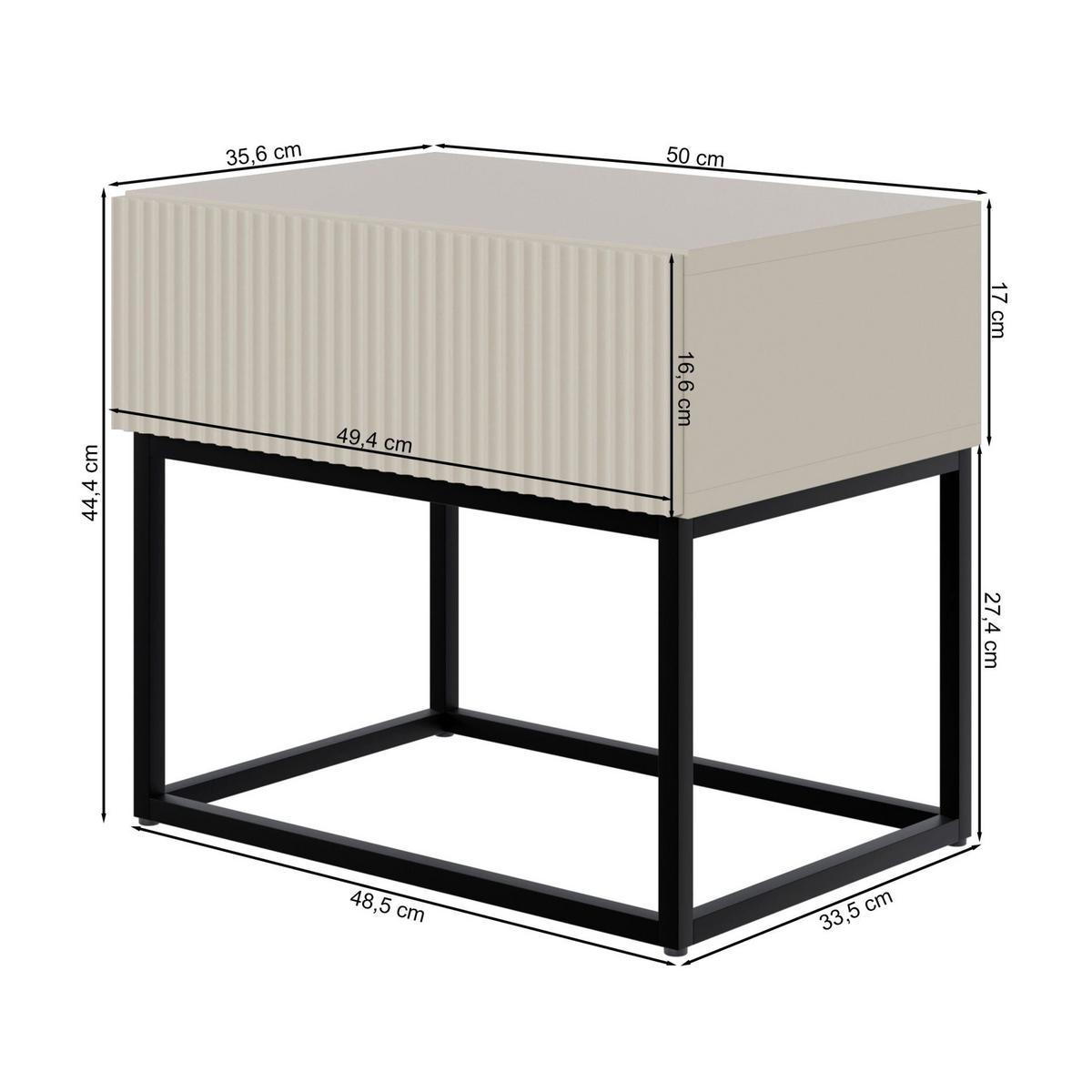 NACHTSCHRANK Veldio Weiß mit schwarzen Beinen 50 cm - Schwarz/Weiß, Holzwerkstoff/Metall (50/44/35.6cm) - Selsey