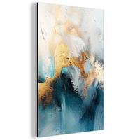 METALLBILD Abstrakt - Kunst - Gold - Blau 20x30 cm - Petrol, Metall (20/30cm) - MuchoWow