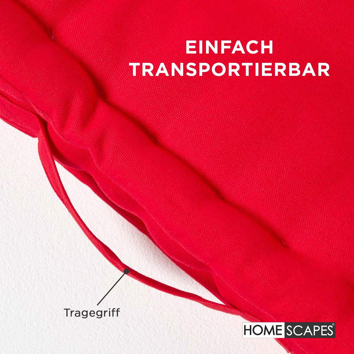 SITZKISSEN rot 40/40/8 cm – Bodenkissen unifarben - Rot, Textil (40/40/8cm) - Homescapes