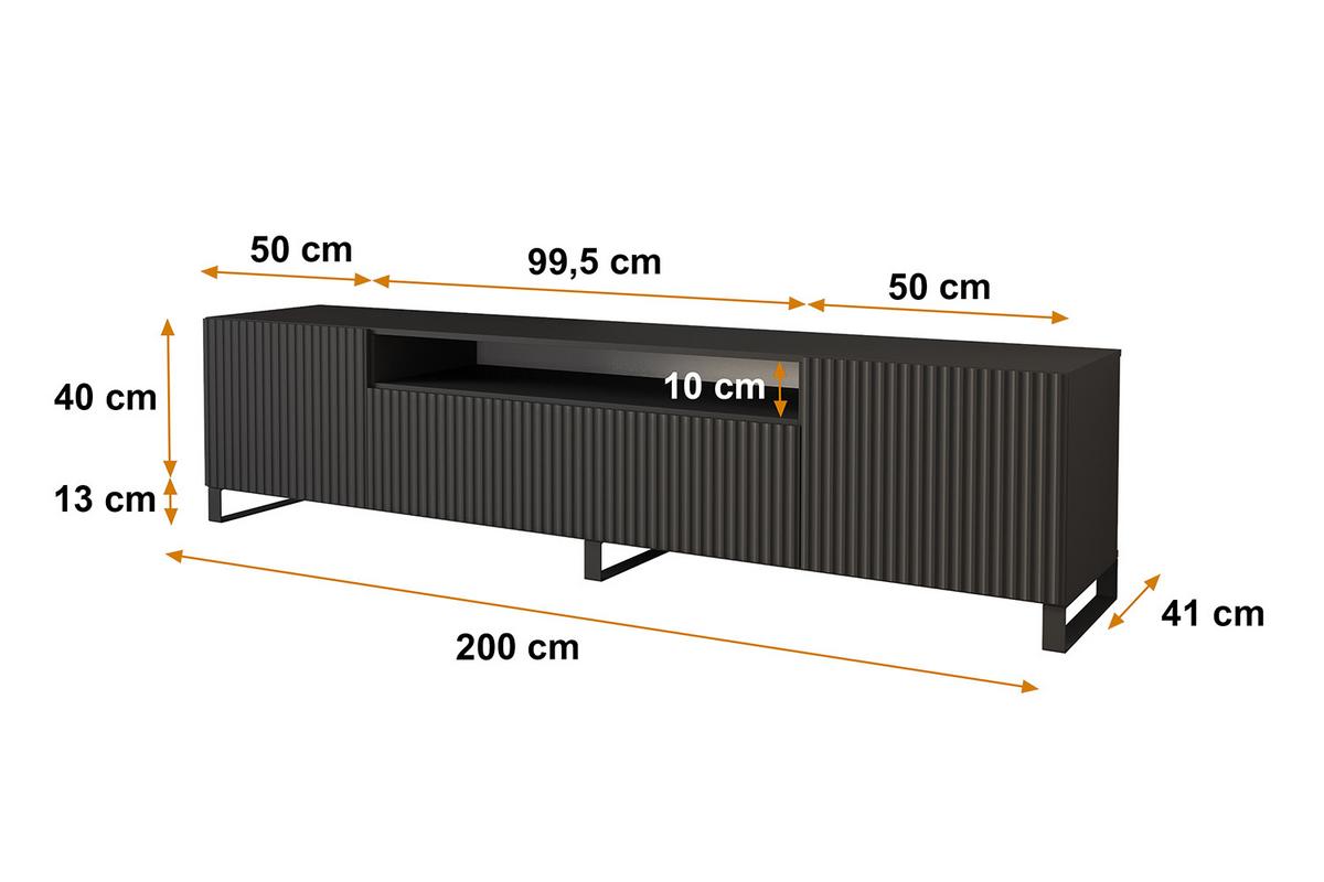 LOWBOARD NOA-2-S 200x53x41 cm - Schwarz - Schwarz, Holzwerkstoff (200/53/41cm) - ALTDECOR