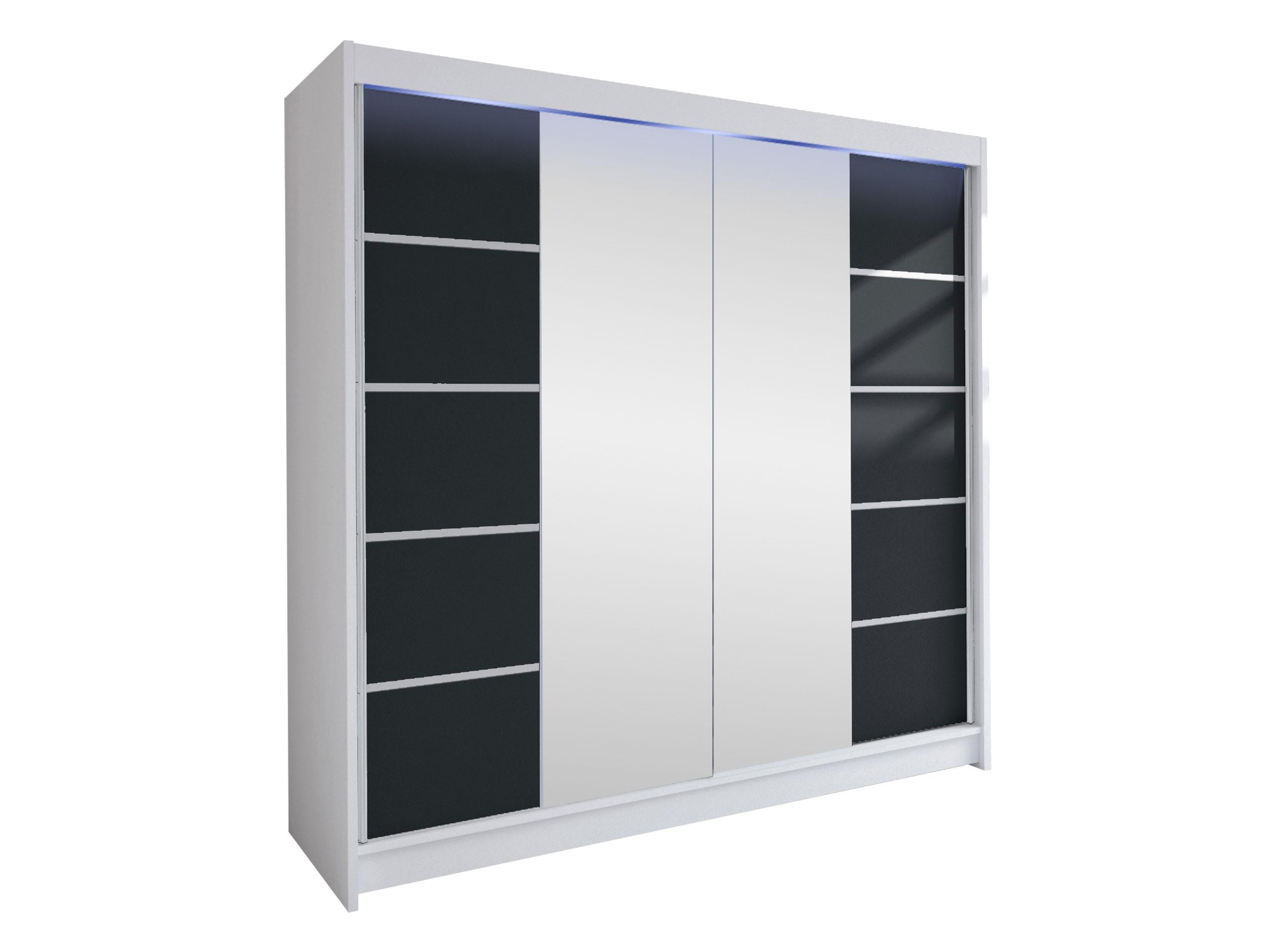 SCHWEBETÜRENSCHRANK Talin V, mit RGB LED Beleuchtung - Silberfarben/Multicolor, Holzwerkstoff/Metall (180/215/58cm) - MIRJAN24