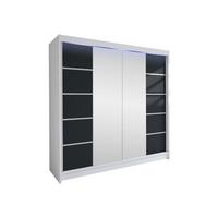 SCHWEBETÜRENSCHRANK Talin V, mit RGB LED Beleuchtung - Silberfarben/Multicolor, Holzwerkstoff/Metall (180/215/58cm) - MIRJAN24