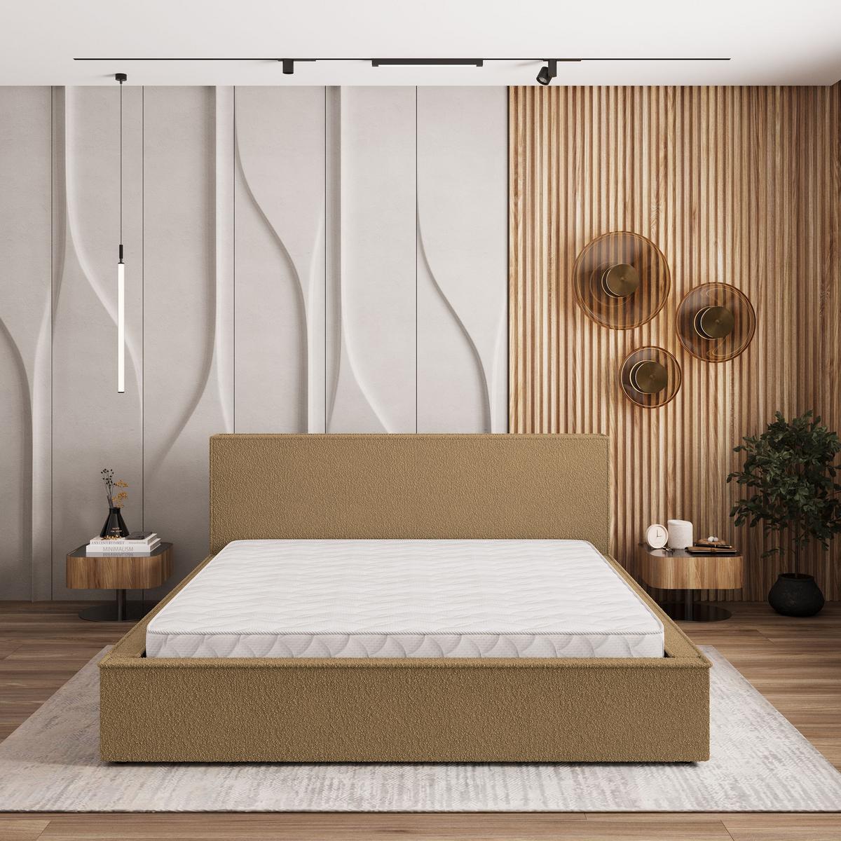 POLSTERBETT CELORA Q 200x200 cm mit Bettkästen - Orange - Orange, Holz/Textil - MASSENO