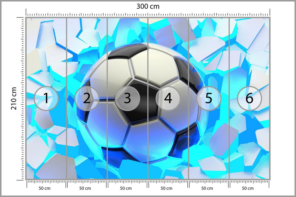 FOTOTAPETE Fußball Abstraktion 3D Effekt 300x210 - Schwarz/Weiß, Papier (300/210cm) - Muralo