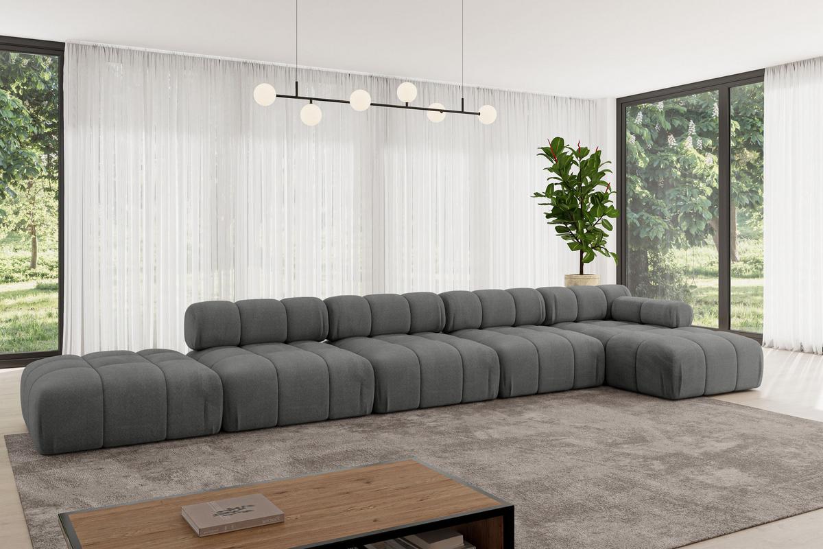 ECKSOFA modulares Sofa Lizur-L3 - 475x160x70 cm Dunkelgrau Velours - Dunkelgrau, Holzwerkstoff/Textil (475/160cm) - ALTDECOR