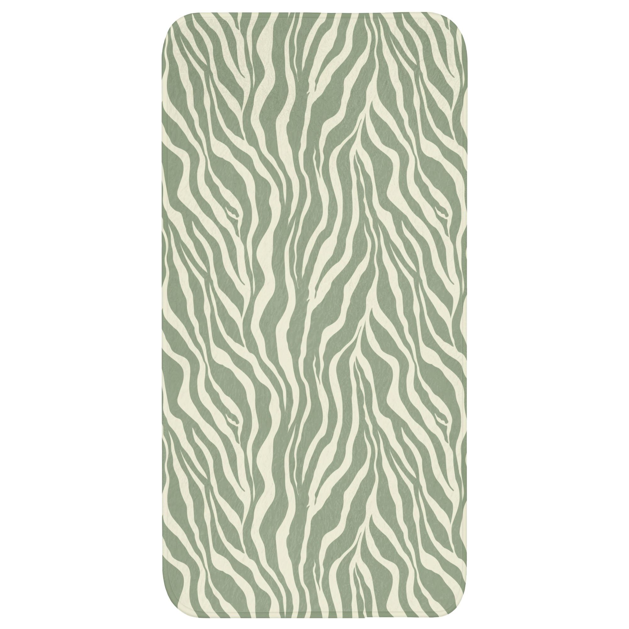 BADEMATTE Zebra - Motiv - Grün Badteppich 60x120 cm - Salbeigrün, Textil (60/120cm) - OnlyWow