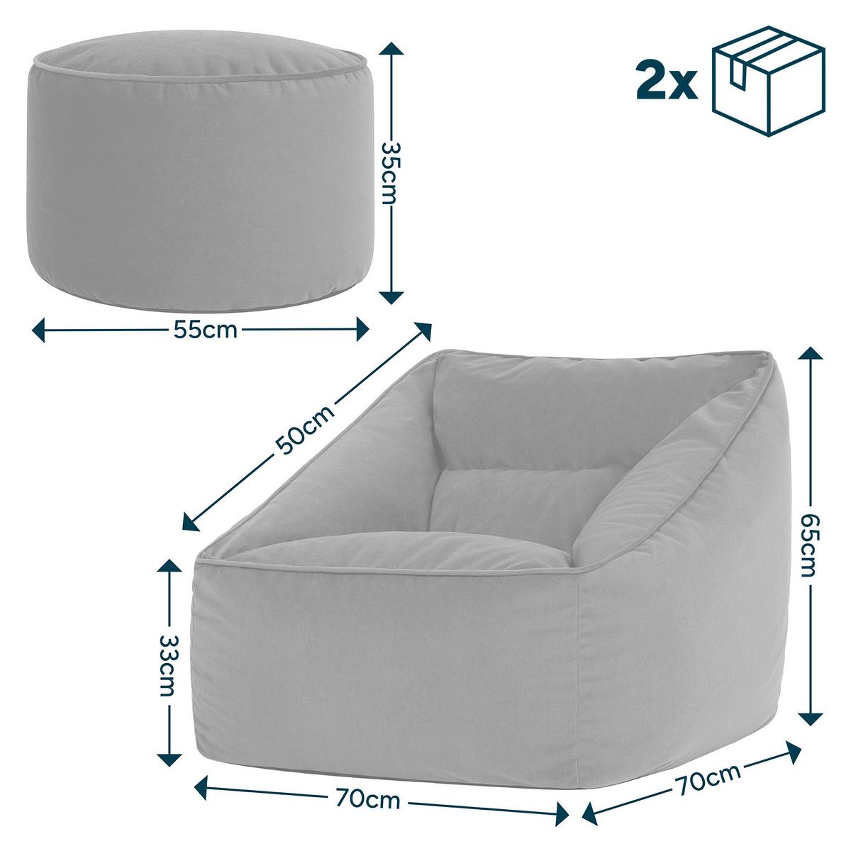SITZSACK Milano Samt Sessel mit Fußhocker - Dunkelgrün, Textil (70/65/70cm) - icon