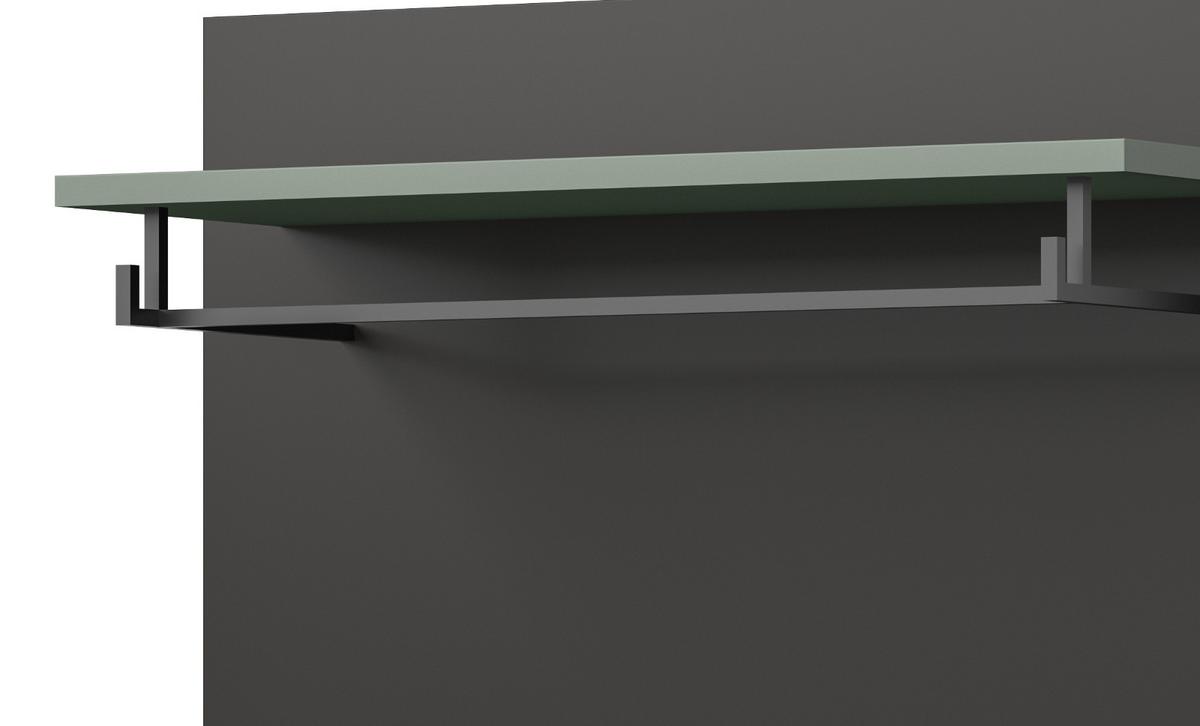 GARDEROBEN-SET Salbei grün, grau 175 cm, Flurmöbel mit Soft-Close - Salbeigrün/Schwarz, Glas/Holzwerkstoff (175/190/37cm) - Inn.Furn