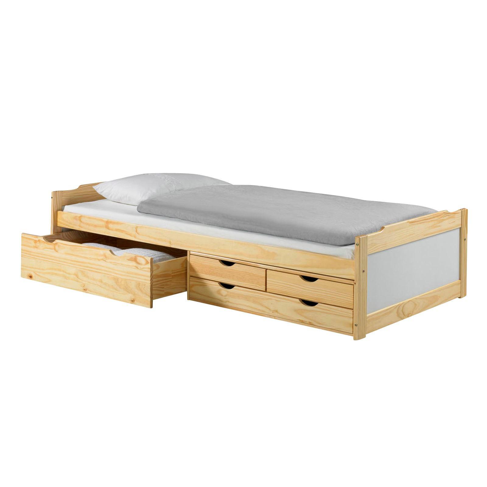 FUNKTIONSBETT ANDREA 90x200 cm natur/weiß - Naturfarben/Weiß, Holz (99/49/205cm) - IDIMEX