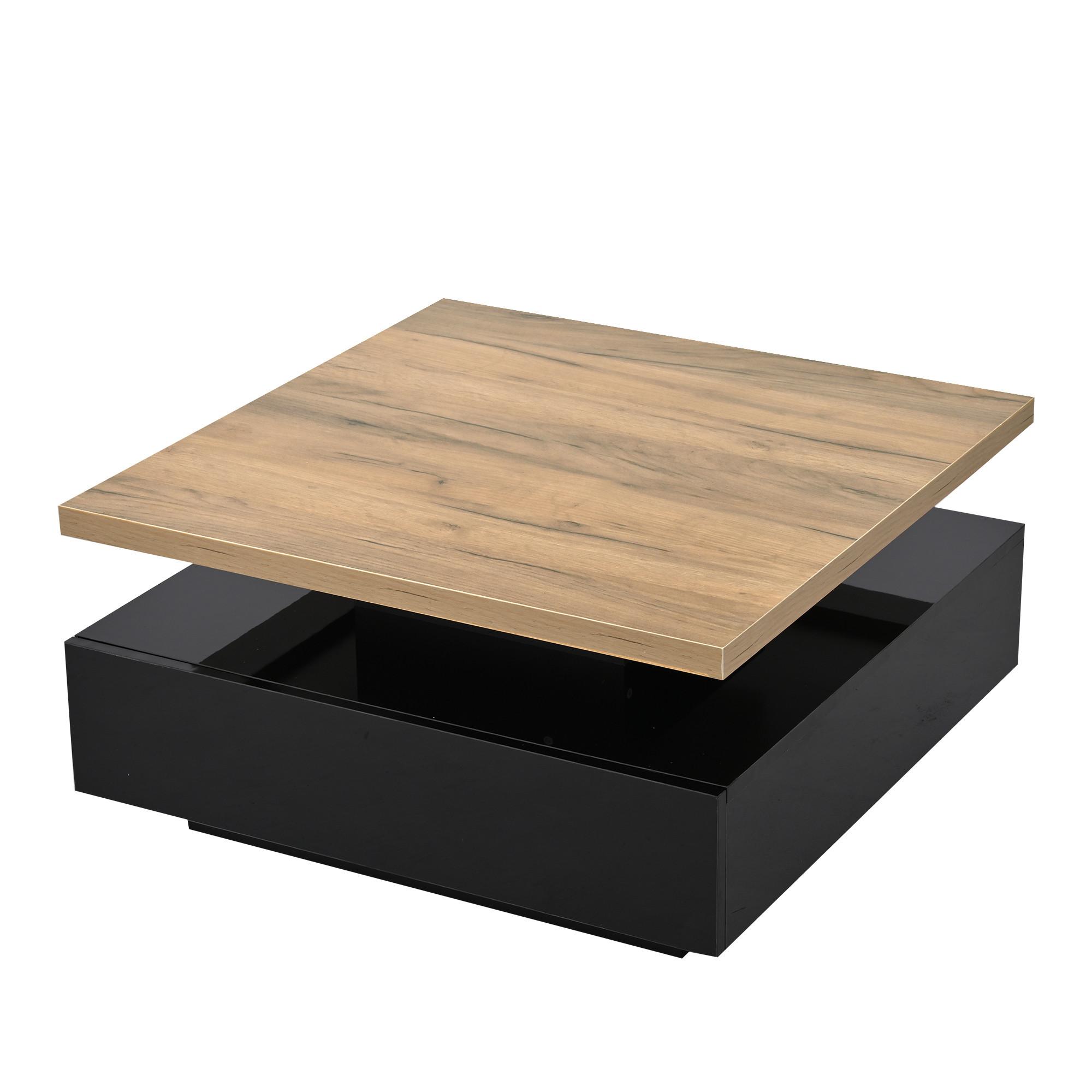 COUCHTISCH 70x70 cm Hochglanz mit 360° drehbar - Eichefarben, Holzwerkstoff (70/70/36cm) - Urban Meuble