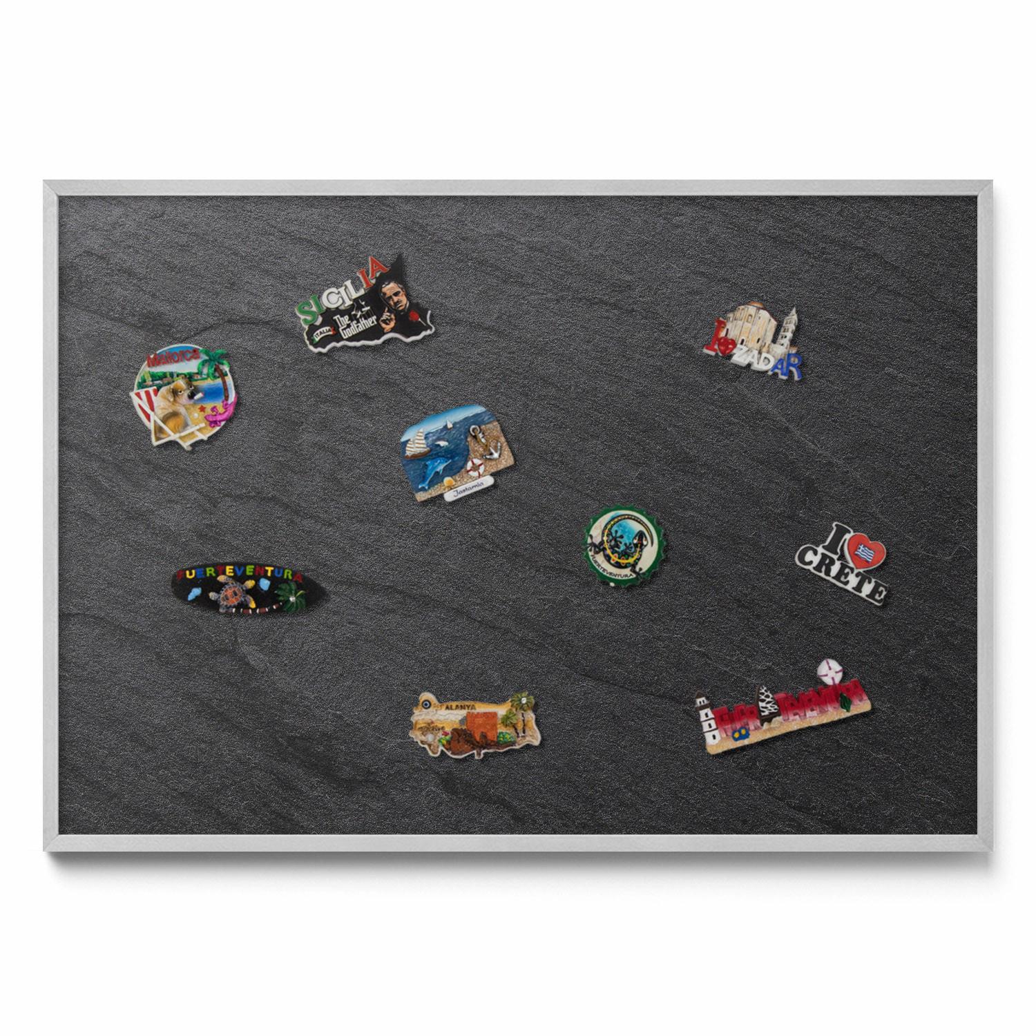 MAGNETTAFEL 100x70 cm Weißer Rahmen Holzstruktur Mit Harz - Wengefarben, Metall (100/70/0.4cm) - TULUP