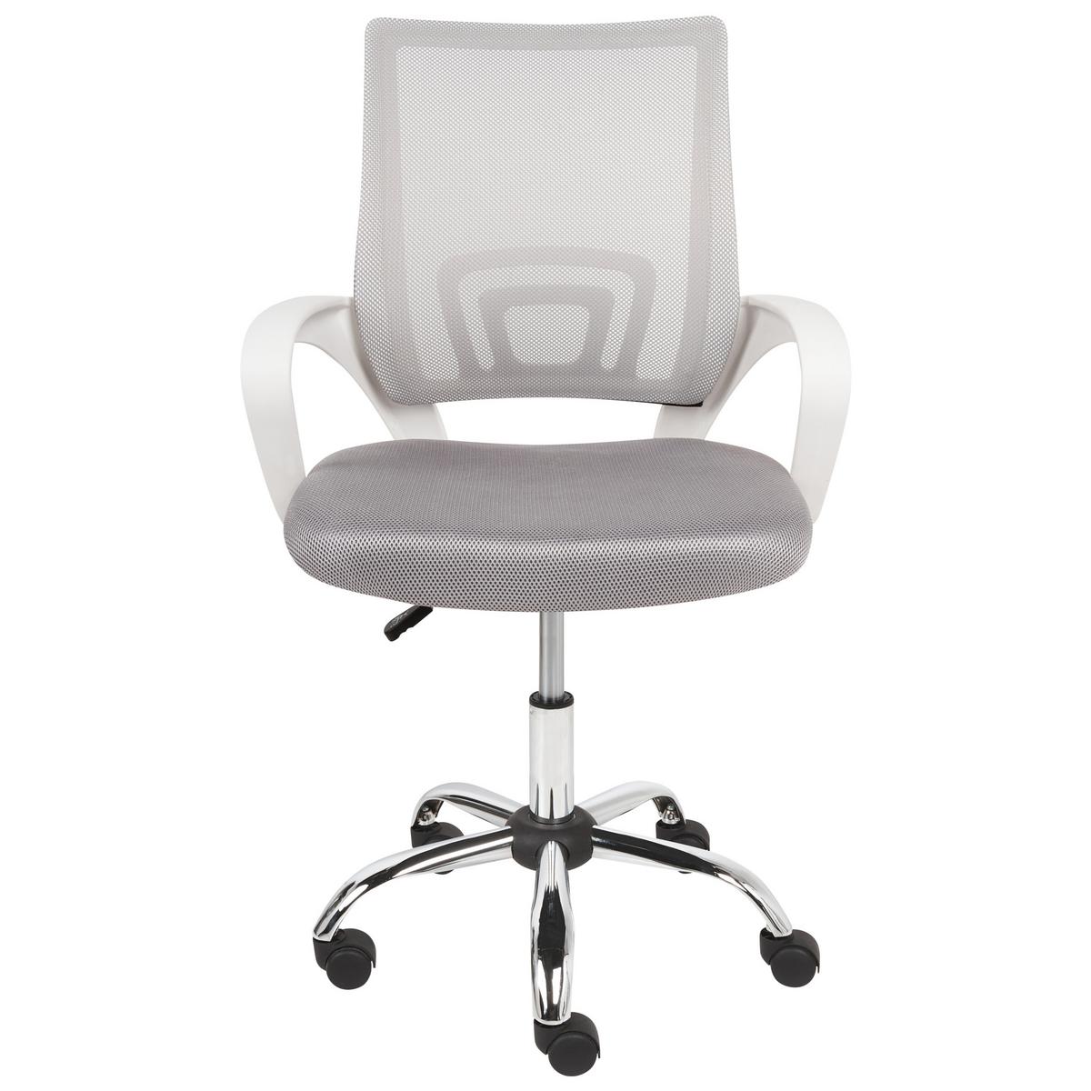 BÜROSTUHL Hellgrau Solid - Silberfarben/Weiß, Textil (60/88/60cm) - Beliani