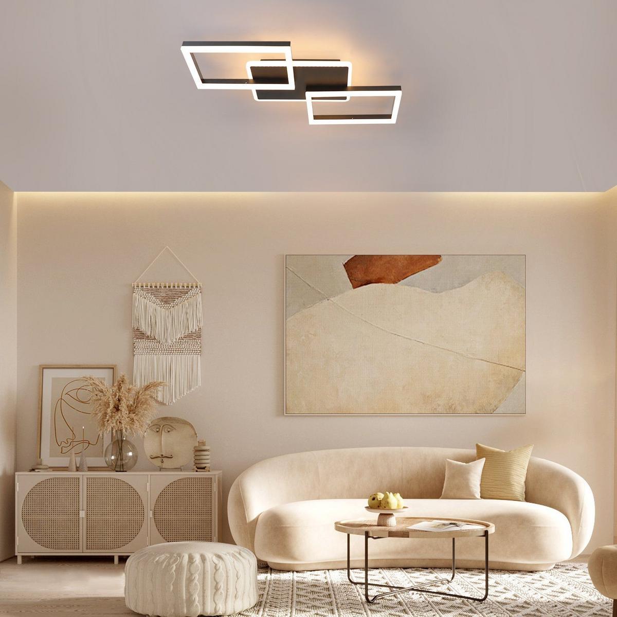 LED-DECKENLEUCHTE Marco 54/35/6 cm - Schwarz, Metall (54/35/6cm) - Nettlife
