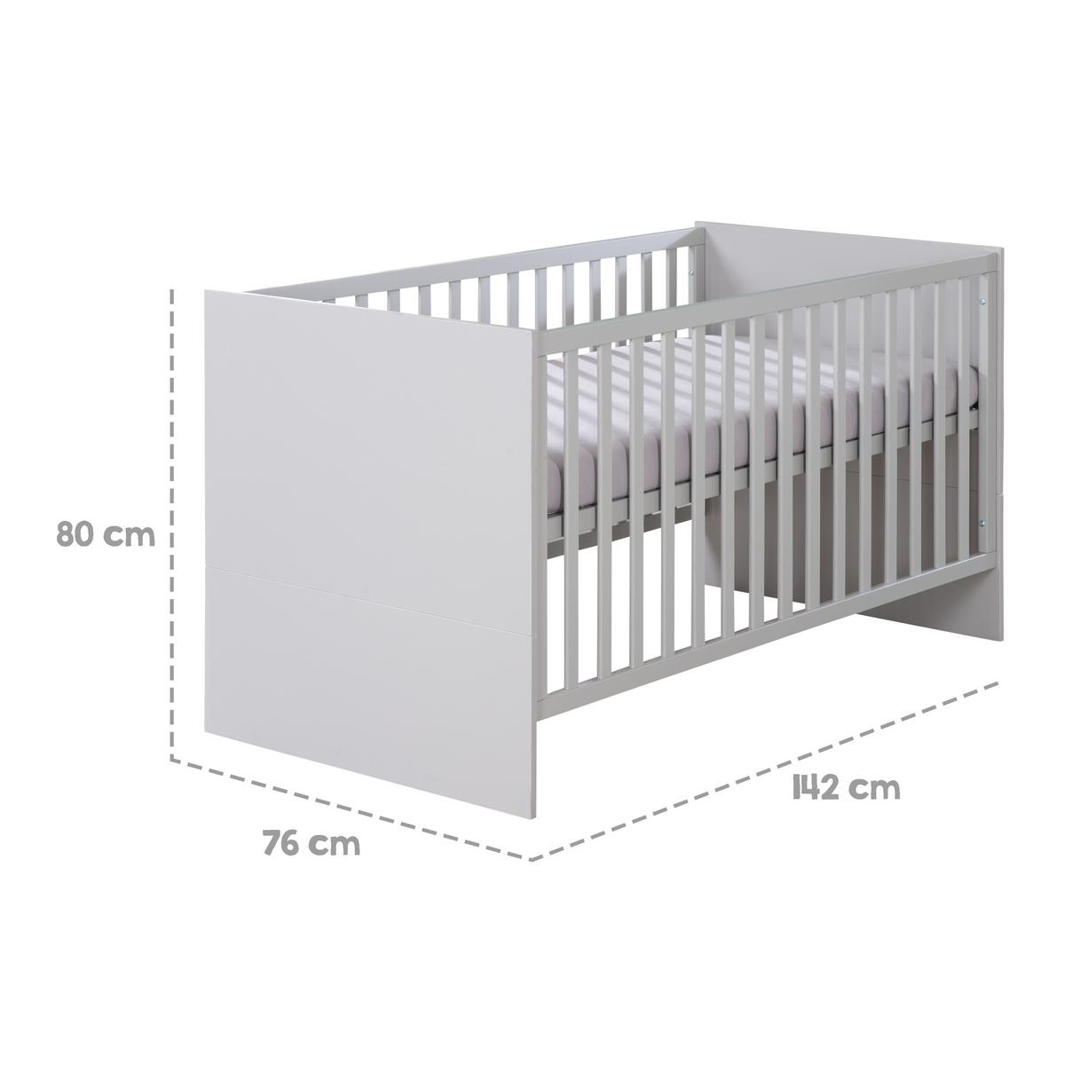 BABYBETT Lea 70 x 140 cm - Hellgrau, Holzwerkstoff (70/140cm) - Roba