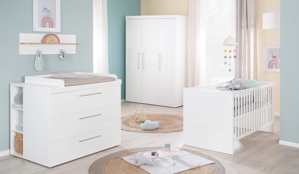 BABYZIMMER-SET Kimi 3-teilig - Silberfarben/Weiß, Holzwerkstoff/Metall (138/195/52.5cm) - Roba