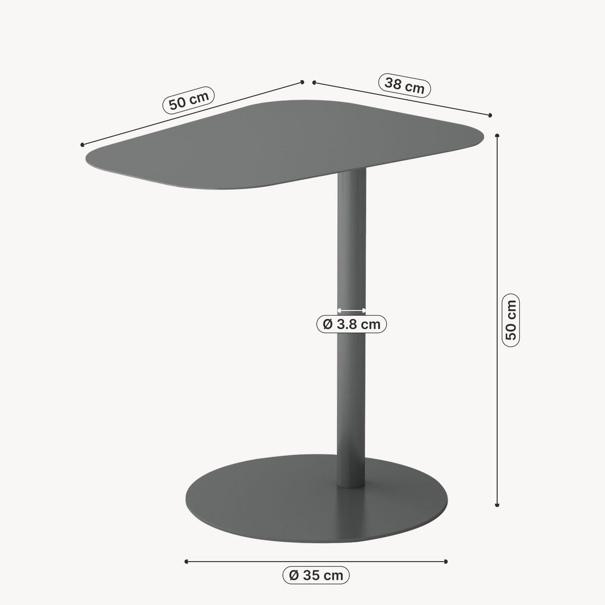 BEISTELLTISCH Nastätten - Grau, Metall (38/50/50cm) - [en.casa]