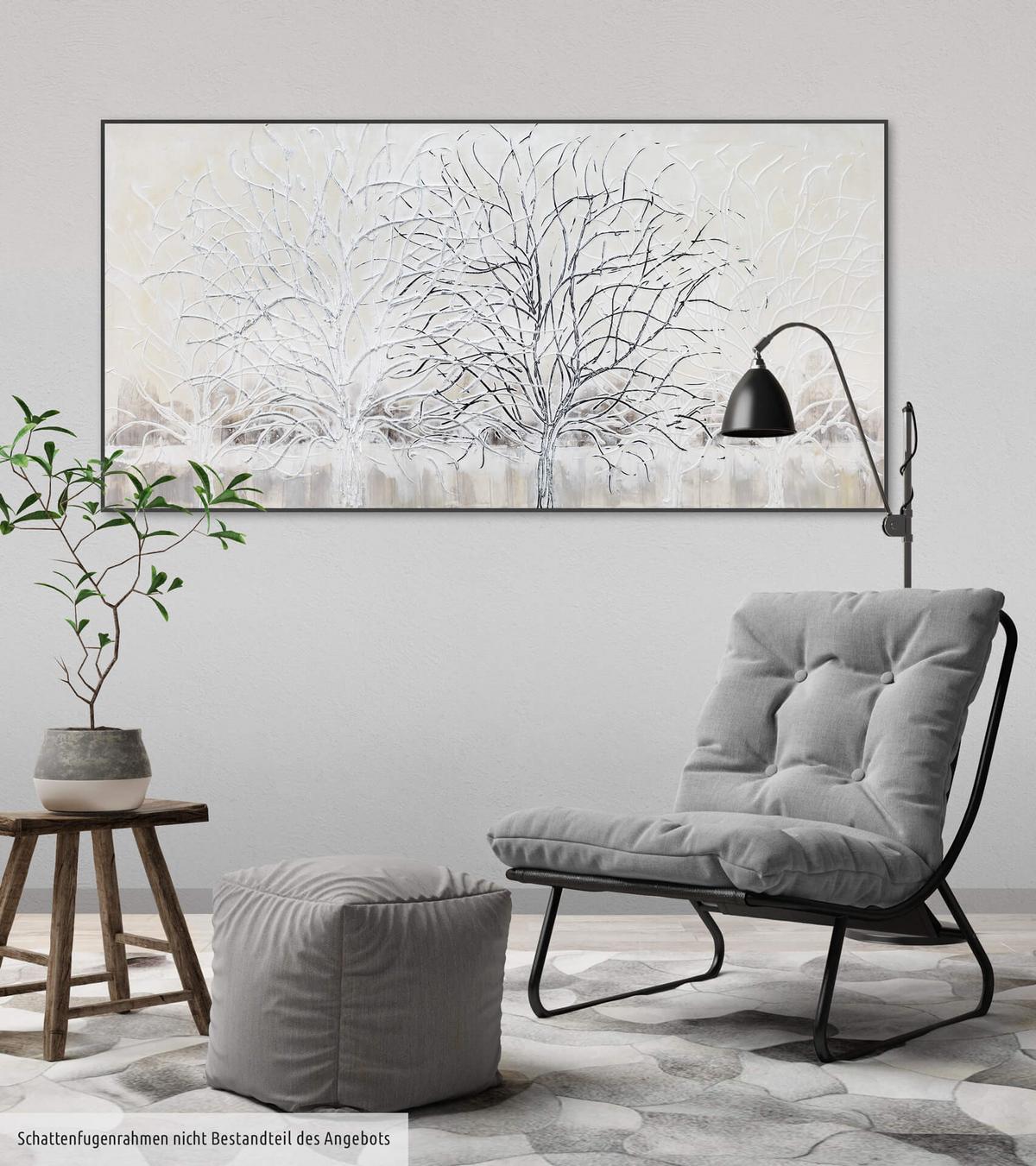 ACRYLBILD HANDGEMALT 120/60 cm - Beige/Weiß, Holz/Textil (120/60cm) - KUNSTLOFT