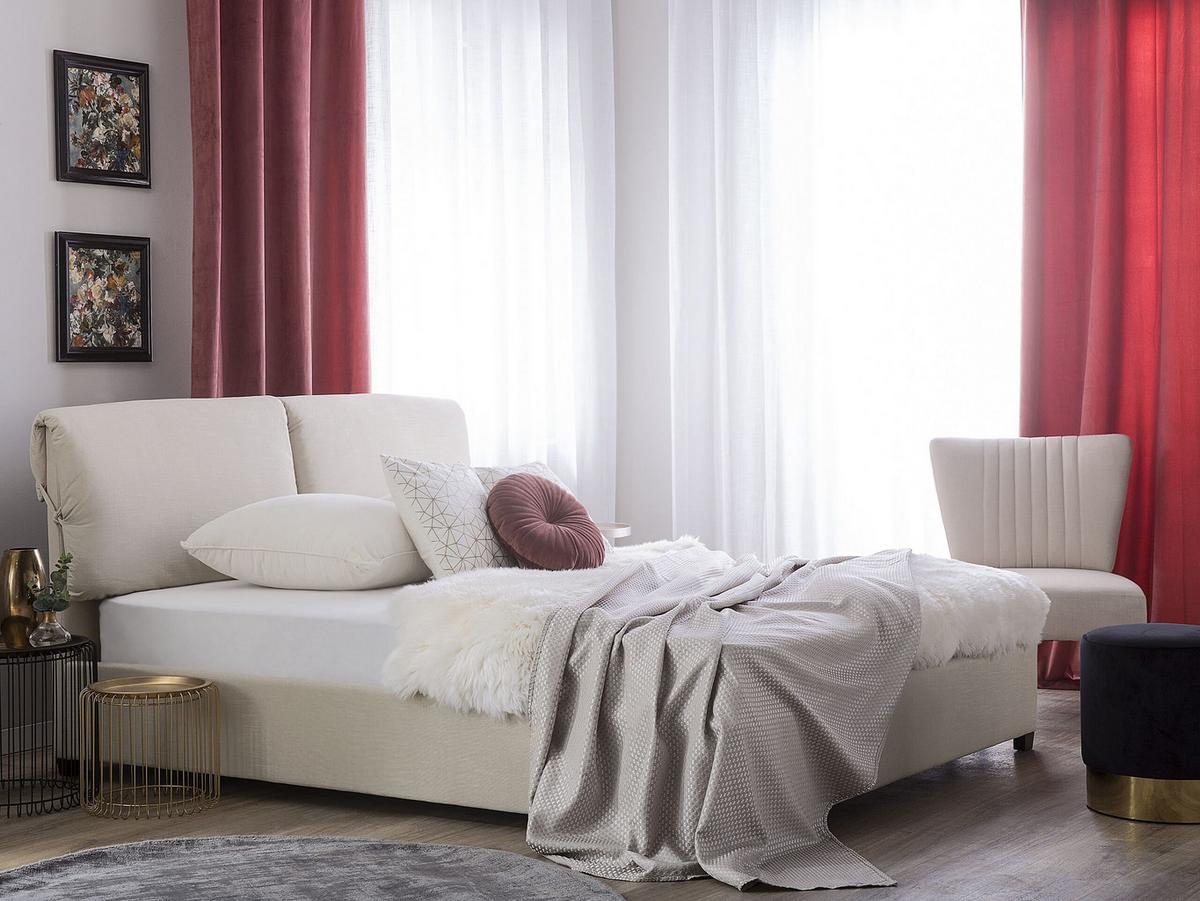 POLSTERBETT 160/200cm Helles Beige Belfort - Beige, Textil (160/200cm) - Beliani