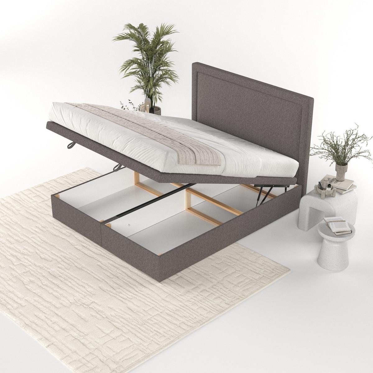POLSTERBETT Salma mit Stauraum 200/200 cm Braun im Megan Stoff - Schwarz/Braun, Holz/Holzwerkstoff (200/200cm) - AltaBeds