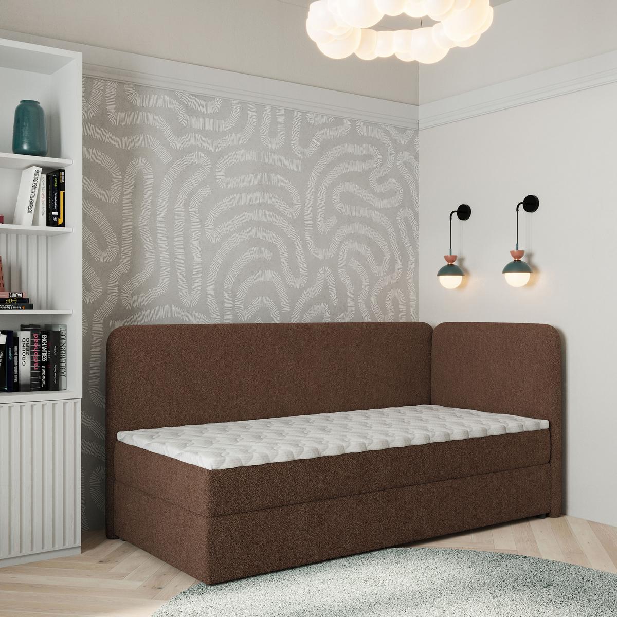 BOXBETT GINA 100x200 cm mit Matratze und Topper, H2+H3 - Braun - Braun, Holz (100/200cm) - MASSENO