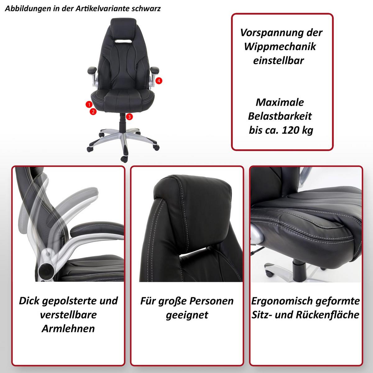 BÜROSTUHL Schwarz - Schwarz, Textil (68/128/80cm) - MCW