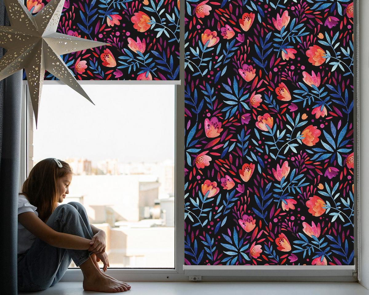 INNENROLLO - Fensterrollo - Rollo - 130x140 cm - Mohn - Rot, Kunststoff (130/140/0.5cm) - TULUP