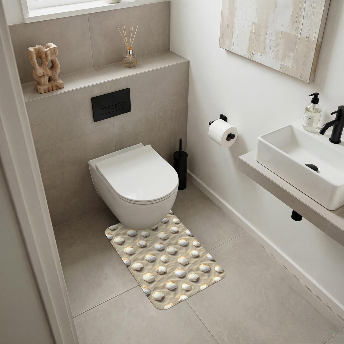 WC-VORLEGER Muscheln - Sand - Maritim WC Teppich 40x60 cm - Sandfarben, Textil (40/1cm) - OnlyWow