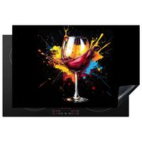 HERDABDECKPLATTE Wein - Glas - Graffiti - Getränk - Rot - Farbe Induktionsmatte 81x52 cm - Weinrot, Kunststoff (81/52/0.2cm) - MuchoWow