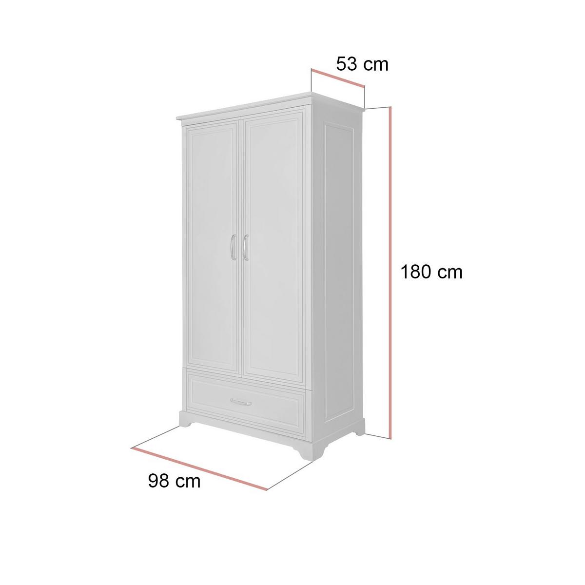 KLEIDERSCHRANK TWINKLE für das Kinderzimmer Weiß matt - Weiß, Holzwerkstoff (98/180/53cm) - Lookway