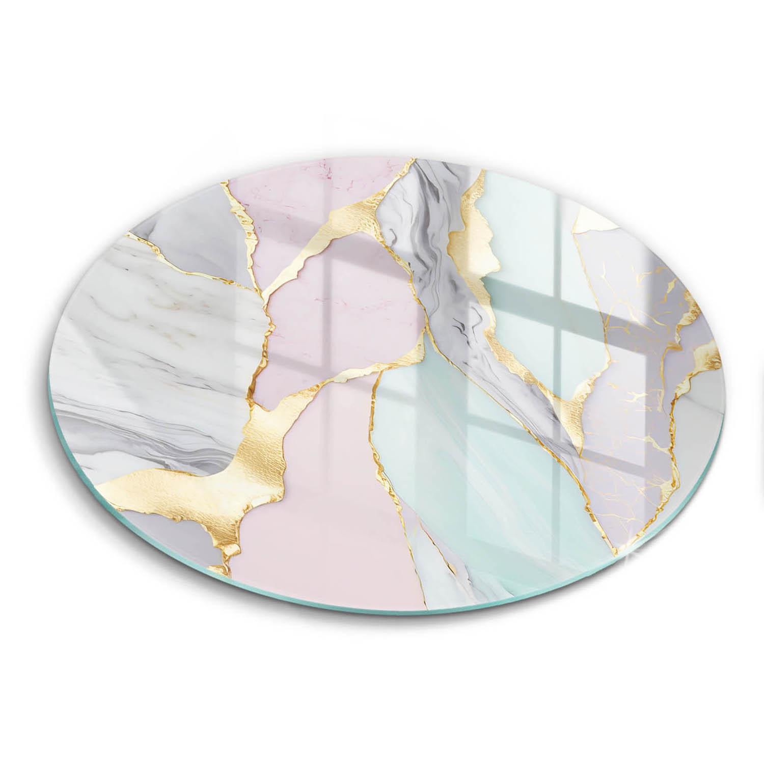 GLASPLATTE Ø 30 cm Pastell Marmor Muster - Hellrosa, Glas (30/30cm) - Wallfluent