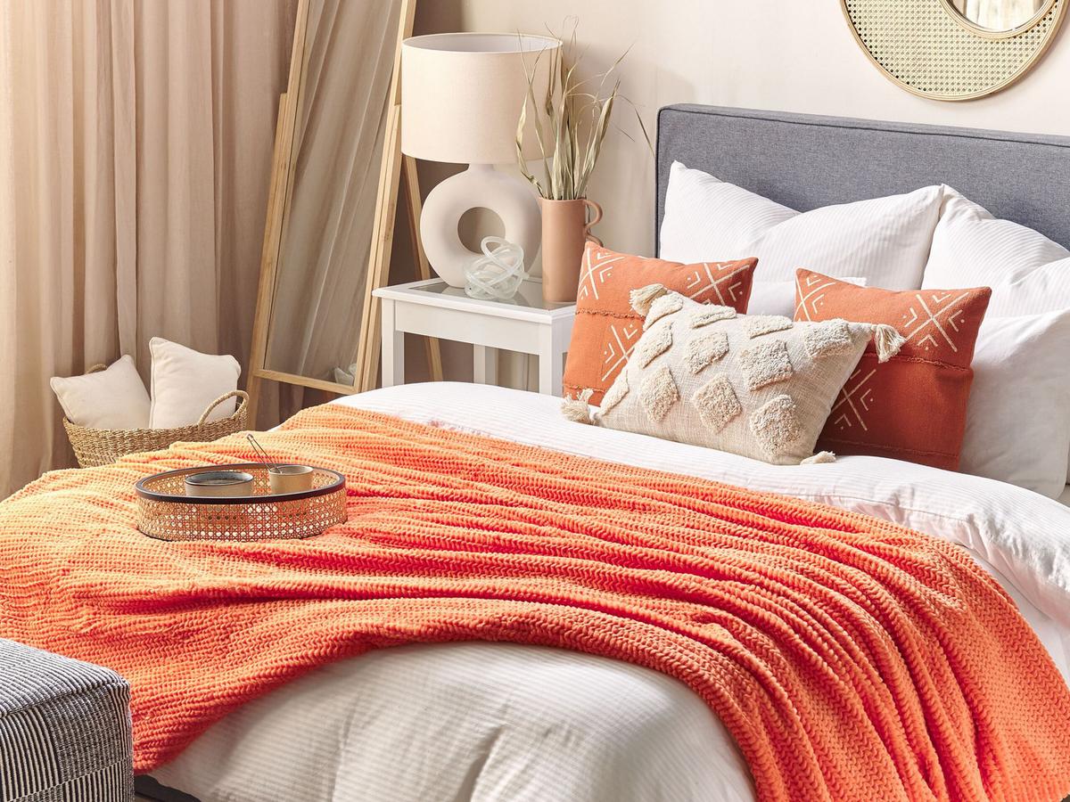 DECKE Orange Bjas 150/200 cm - Orange, Textil (150/200cm) - Beliani