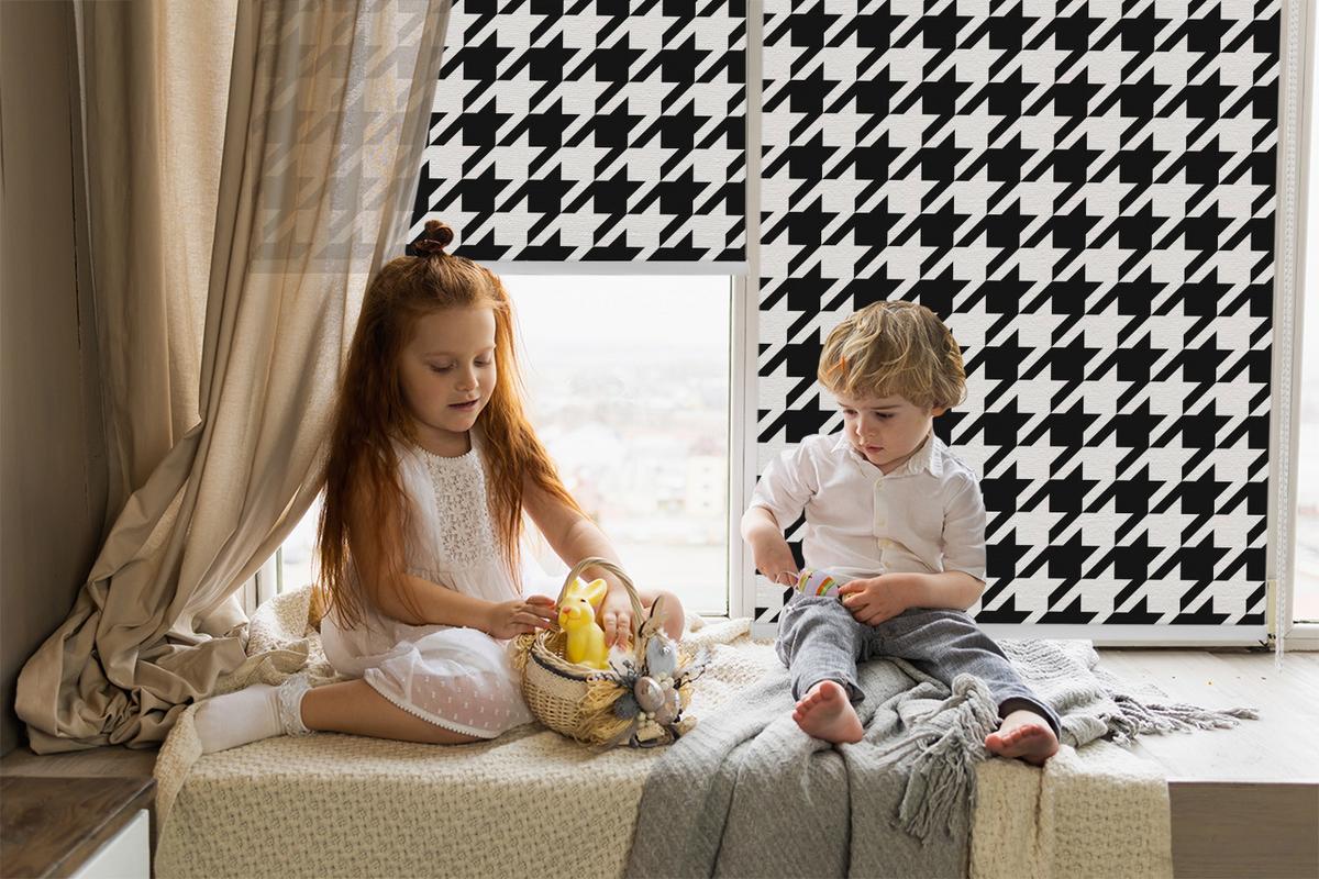 INNENROLLO - Fensterrollo - Rollo - 100x180 cm - Geometrisches Muster - Schwarz, Kunststoff (100/180/0.5cm) - TULUP