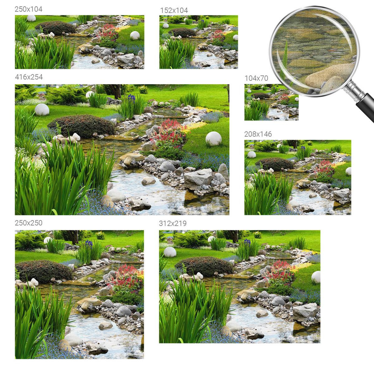 FOTOTAPETE 312x219 cm - Idyllischer Garten - Grün, Textil (312/219cm) - Wallfluent